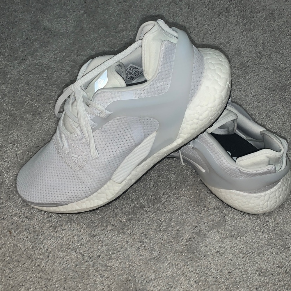 Adidas white running shoes